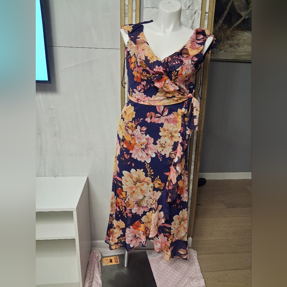London Times Floral Navy Dress